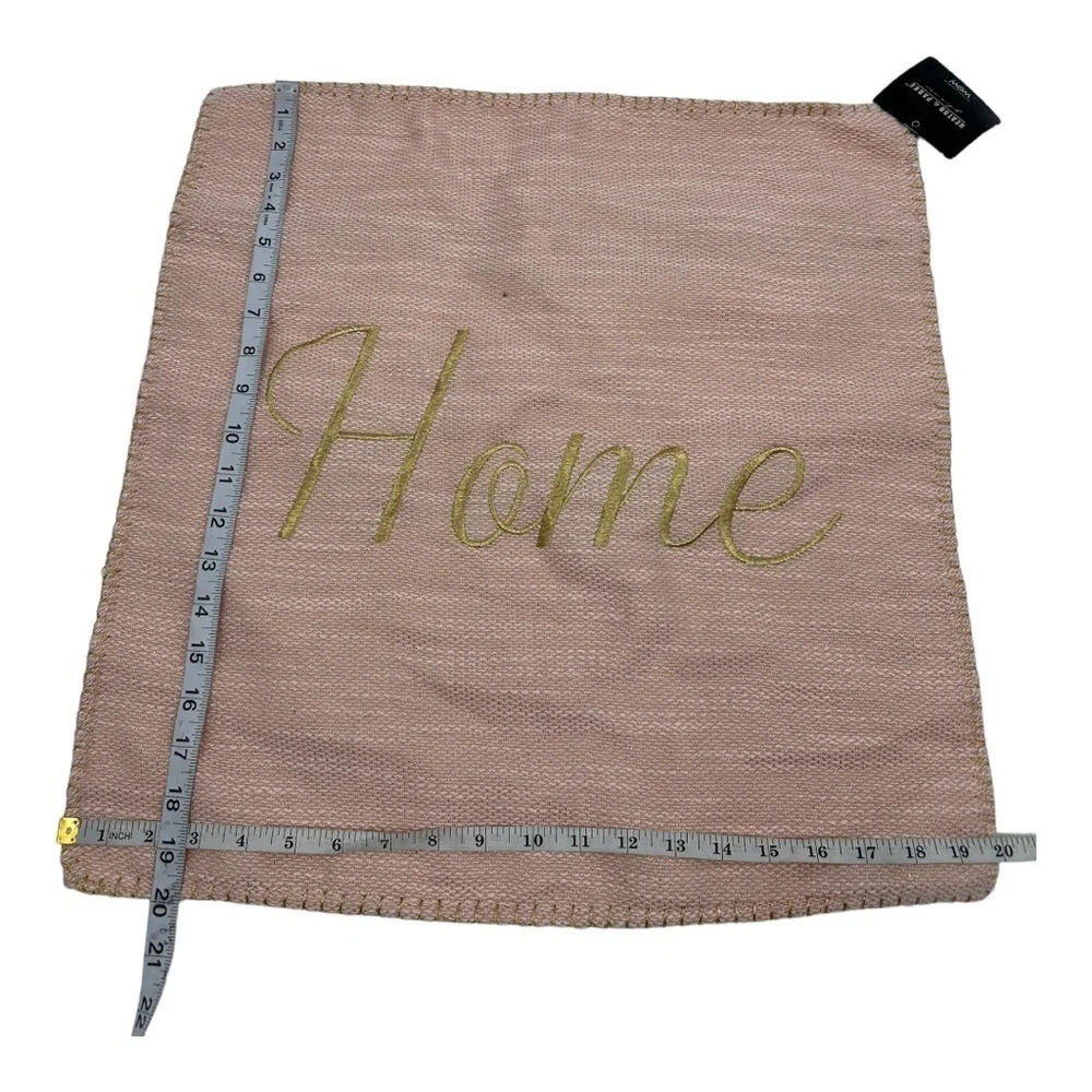 Home & Parke Embroidered Pillow Cover 20x20 Light‎ Pink Gold NWT